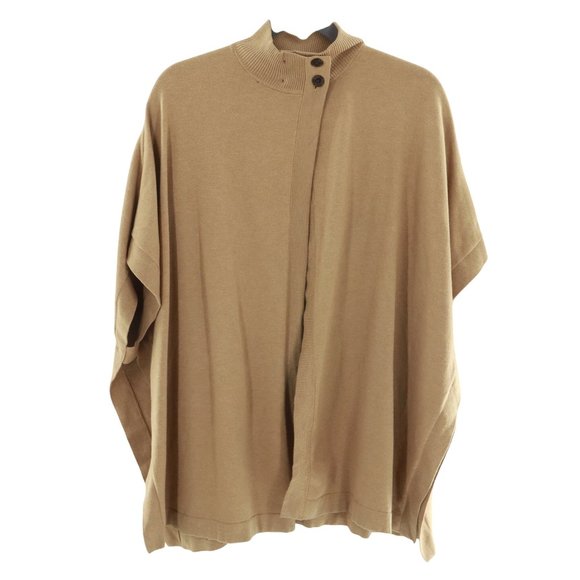 Banana Republic‎ Mock Neck Poncho Womens M/L Tan Layering Classic Trendy Neutral - Picture 1 of 12